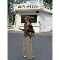 批发档口上新 2026春秋季女装小V领横<b class='q'>条纹</b>针织衫修身长袖套头毛衣