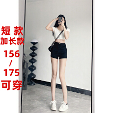 批发夏季新款美式辣妹薄款<b class='q'>高腰</b>弹力紧身显瘦黑色牛仔短裤女a字<b class='q'>热裤</b>