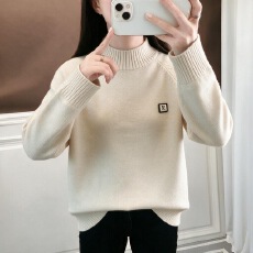 批发女大童半高领打底毛衣秋冬加绒加厚初中高中学少女学院风打底衫