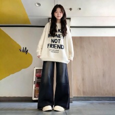 批发水貂绒毛衣秋冬洋气外穿初中生网红慵懒风女孩大童中长款针织衫