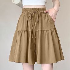 批发<b class='q'>夏季</b>潮流宽松冰丝新款阔腿短裤女大码韩版百搭休闲绑带（有口袋）