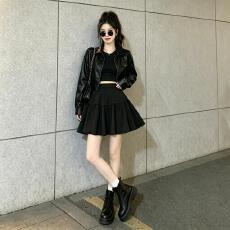 批发百搭分层 A 字短裙女抽绳松紧腰舒适显瘦层次感蛋糕款半身裙子