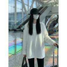 批发秋冬季<b class='q'>中长款</b>纯棉t恤女鲨鱼<b class='q'>裤</b>搭配长袖磨毛内搭打底衫遮屁上衣潮