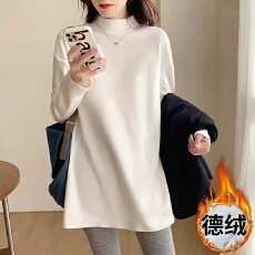 批发广州面料270克螺纹德绒中长款<b class='q'>打底衫</b>女秋冬半<b class='q'>高领</b>百搭加厚上衣女