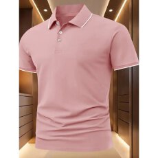 批发【跨境】<b class='q'>夏</b>季新款男士修身翻领短袖Polo衫商务休闲撞色滚边百搭