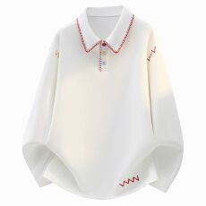 批发秋<b class='q'>冬</b>新款街头潮流美式个性翻领宽松潮牌撞色Polo衫男女狗牙刺绣