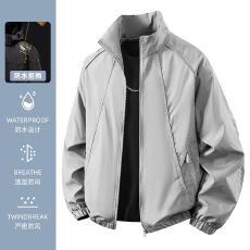 批发美式<b class='q'>夹克</b>男士2026年秋季新款外套潮流大码男上衣<b class='q'>休闲</b>立领冲锋衣