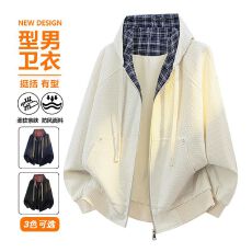秋季新款2026连帽开胸开衫卫衣男拉链美式学院风高街潮流宽松长袖
