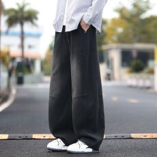 秋冬新品天丝莱赛尔弯刀休闲裤男宽松百搭仿牛仔裤潮流港风潮牌裤