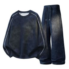 秋冬季新款休闲套装男华棉卫衣套装圆领卫衣长裤运动套装T恤上衣