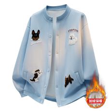 批发秋冬加绒加厚美式刺绣款棒球服夹克男<b class='q'>卫衣</b>高质量男女同款上衣开衫