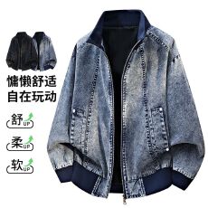 批发2026秋季新款美式高街牛仔夹克男士复古<b class='q'>水洗</b>百搭牛仔衬衫大码男装