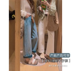 批发孕妇牛仔<b class='q'>裤</b> 宽松卷边直筒托腹<b class='q'>裤</b> 高个子显瘦垂感孕妈<b class='q'>裤</b>子产后可穿