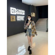 批发新款开衫外套2026韩系简约格纹<b class='q'>长袖</b><b class='q'>衬衫</b>女小众设计感宽松显瘦格子