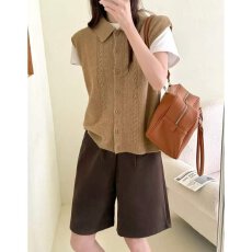 批发档口上新 2026年秋季女装宽松翻领无袖针织<b class='q'>马甲</b>毛衣外搭背心百搭