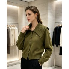 批发档口上新2026年秋季女装大翻领修身针织开衫短款长袖百搭毛衣<b class='q'>外套</b>