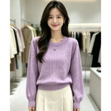 批发档口上新2026年秋冬新款女装圆领套头毛衣宽松落肩提花针织衫百搭