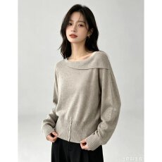 批发档口上新 2026年春秋季新款女装宽松落肩翻领针织<b class='q'>开衫</b>毛衣