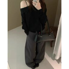 批发档口上新 2026年秋冬新款女装针织<b class='q'>开衫</b>斜肩翻领<b class='q'>短款</b>长袖毛衣外套
