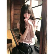 批发学院少女风粉色娃娃领<b class='q'>波点</b>短袖<b class='q'>衬衫</b>女2026夏季韩系显瘦甜美上衣潮