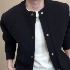 批发原宿潮男男生超好看毛衣开衫秋冬棒球针织外套修身矮个子外穿新款
