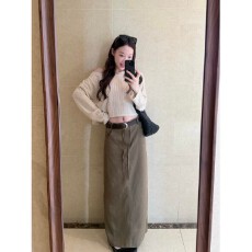 批发韩系斜领露肩宽松微透长袖T恤女早秋季显瘦肌理感防晒<b class='q'>罩衫</b>短上衣