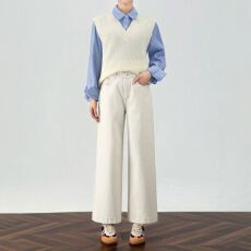 批发2026秋新款韩版休闲v领叠穿外搭坎肩日系慵懒风宽松针织马甲背心