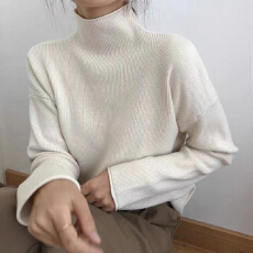 批发高领针织打底衫女<b class='q'>长袖</b>2026年秋季新款螺纹宽松毛衣时尚洋气上衣女
