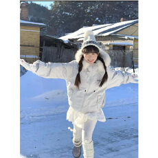 批发大毛领羽绒棉服女冬季2026<b class='q'>新款</b>美拉德派克服加厚棉袄外套