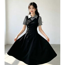 批发法式大码复古时尚<b class='q'>连衣裙</b>女装夏季胖MM收腰显瘦长裙子高级感A<b class='q'>字</b>裙