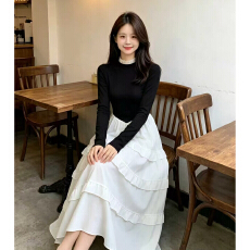 批发韩版超仙拼接超好看<b class='q'>连衣裙</b>女2026春季新款修身减龄高贵气质长裙子