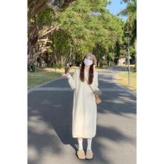 批发针织连帽<b class='q'>连衣裙</b>女2026年秋冬新款打底毛衣宽松内搭a字中长裙