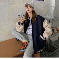 批发韩版棒球服女春秋百搭情侣装ins潮新款原宿风炸街外套<b class='q'>夹克</b>多巴胺