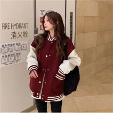 批发韩版棒球服女春秋百搭情侣装ins潮新款原宿风炸街外套<b class='q'>夹克</b>多巴胺