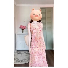 批发甜美<b class='q'>粉色</b>碎花吊带<b class='q'>连衣裙</b>女夏季2026新款法式高级感小个子度假长裙