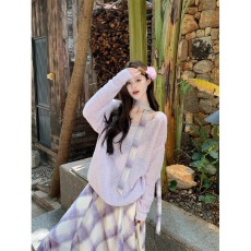 批发蓝语<b class='q'>大码</b>女装不规则紫色雪纺吊带连衣裙夏新款