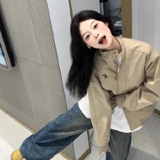 批发初秋夹克外套女<b class='q'>春</b>秋新款韩系小个子美式工装立领卡其色棒球服上衣