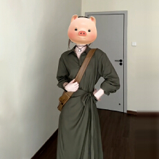 批发绿色polo<b class='q'>衬衫</b><b class='q'>连衣裙</b>子女2025新款早初秋季大方得体绝美巨好看长裙