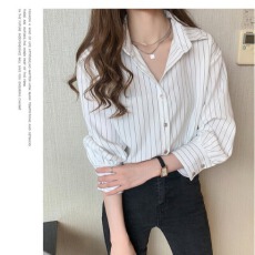 批发条纹衬衫女设计感小众2026年新款春秋装<b class='q'>雪纺上衣</b>职业OL轻熟风衬衣