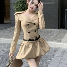 批发韩系复古时尚气质收腰蓬蓬<b class='q'>花苞</b><b class='q'>裙</b>御姐风高级感连衣<b class='q'>裙</b>2026秋季新款