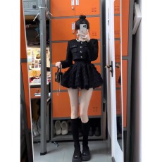 批发富家千金小香风套装女秋冬高级感气质名媛短外套<b class='q'>蓬蓬</b>连衣裙两件套