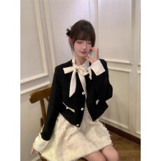 批发法式富家千金套装小香风外套蓬蓬连衣裙子高级感小洋装两件套春秋