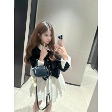 批发学院风撞色假两件连衣裙子女秋冬季韩系巨好看设计感穿搭一整套装