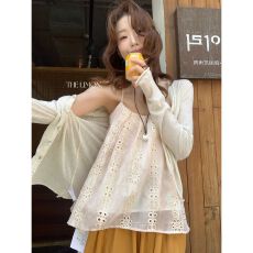 批发韩系小个子温柔晕染镂空吊带背心女<b class='q'>夏</b>季外穿时尚减龄A字无袖上衣