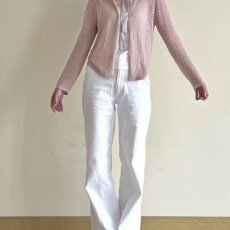 批发夏季新款女装<b class='q'>针织</b>开衫短款长袖圆领系带<b class='q'>镂空</b>薄款<b class='q'>罩衫</b>百搭