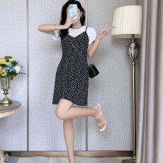 批发韩版碎花连衣裙夏季纯棉短袖时尚新款显瘦洋气吊带裙女装<b class='q'>背心裙</b>子