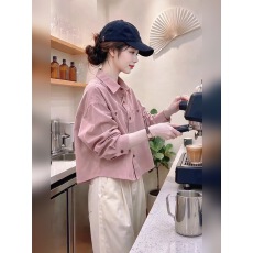 批发罗粉小众面料设计师品牌时尚纯色洋气宽松<b class='q'>通勤</b>风清爽翻领衬衫秋季
