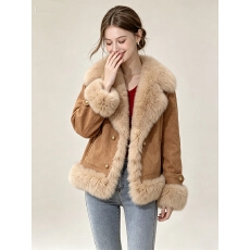 批发绒开衫<b class='q'>外套女</b>冬2026新款小个子皮毛一体加厚保暖机车服夹克上衣