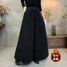 批发冬季时尚夹棉棉裤女洋气高端保暖加厚宽松九分阔腿裤小个子大脚裤