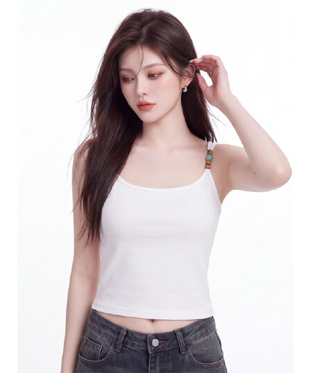 벨트 가슴 패드 하나 아니요 뒤로 캐미솔 여름 새로운 순수한 욕망 바람 u 칼라 몸매 가꾸기 슬림해 보이는 외출용 셔츠 맨위